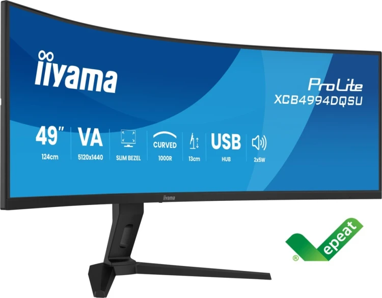 iiyama ProLite XCB4994DQSU-B1 monitor komputerowy 124,5 cm (49") 5120 x 1440 px Dual QHD LCD Czarny