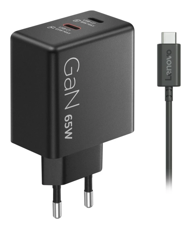 Ładowarka sieciowa Lenovo G0A6065BEU GaN 2x USB-C 65W czarna