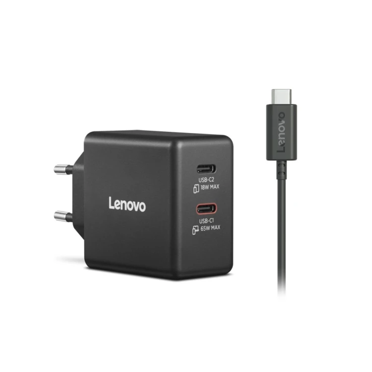 Ładowarka sieciowa Lenovo G0A6065BEU GaN 2x USB-C 65W czarna
