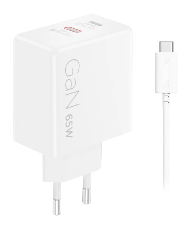 Ładowarka sieciowa Lenovo G0A6065WEU GaN 2x USB-C 65W biała