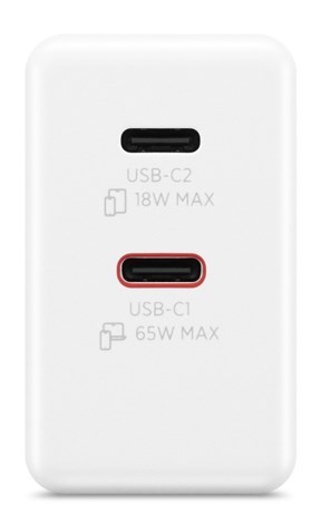 Ładowarka sieciowa Lenovo G0A6065WEU GaN 2x USB-C 65W biała