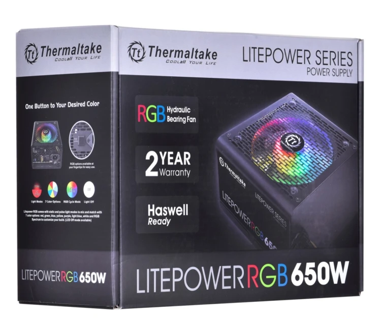 Zasilacz Thermaltake Litepower RGB PS-LTP-0650NHSANE-1 (650 W; Aktywne; 120 mm)