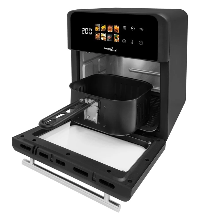 Frytkownica beztłuszczowa AIR FRYER GreenBlue, mocna 1800W, pojemność 10l, 8 programów, akcesoria, timer, GB950