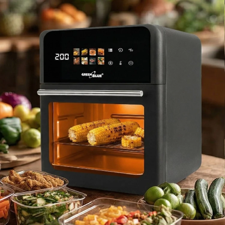 Frytkownica beztłuszczowa AIR FRYER GreenBlue, mocna 1800W, pojemność 10l, 8 programów, akcesoria, timer, GB950