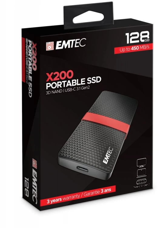Emtec X200 128 GB USB Type-C 3.2 Gen 1 (3.1 Gen 1) Czarny, Czerwony