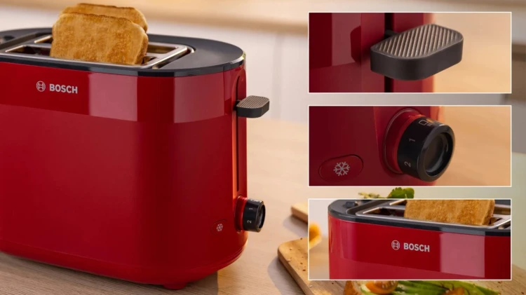Bosch TAT2M124 toster 6 2 kaw. 950 W Czerwony