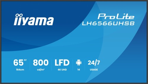 iiyama LH6566UHSB-B1AG signage display Płaski panel Digital Signage 165,1 cm (65") LCD Wi-Fi 800 cd/m2 4K Ultra HD Czarny Procesor wbudowany Android 2