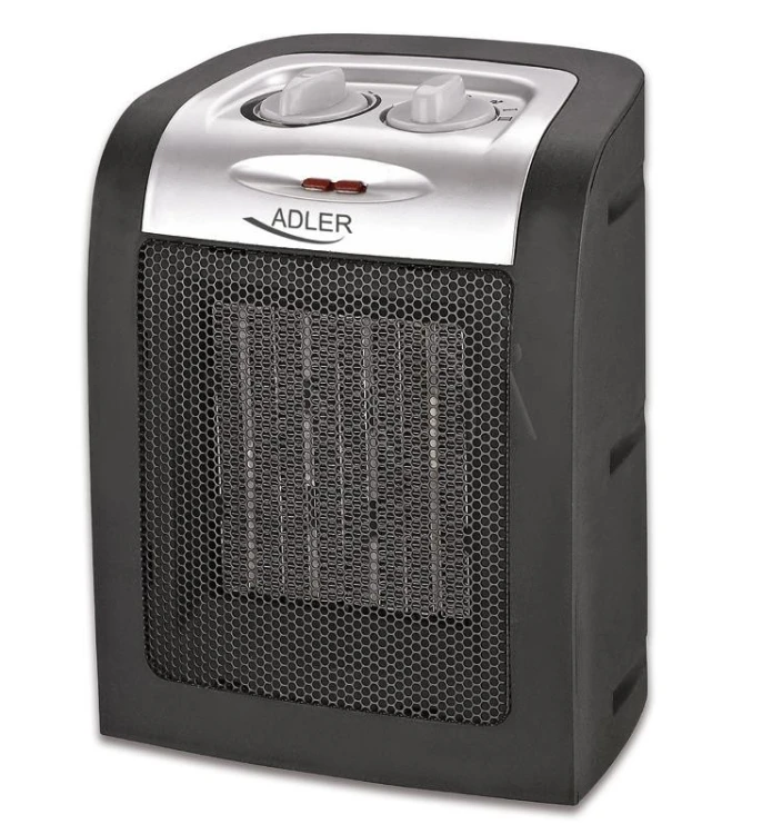 Termowentylator Adler AD 7702 (1500W; 2 stopnie grzania; kolor czarny)