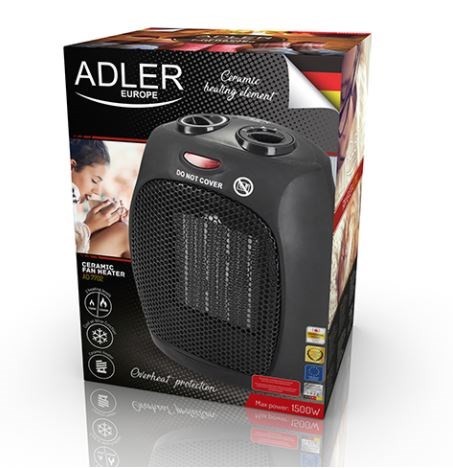 Termowentylator Adler AD 7702 (1500W; 2 stopnie grzania; kolor czarny)