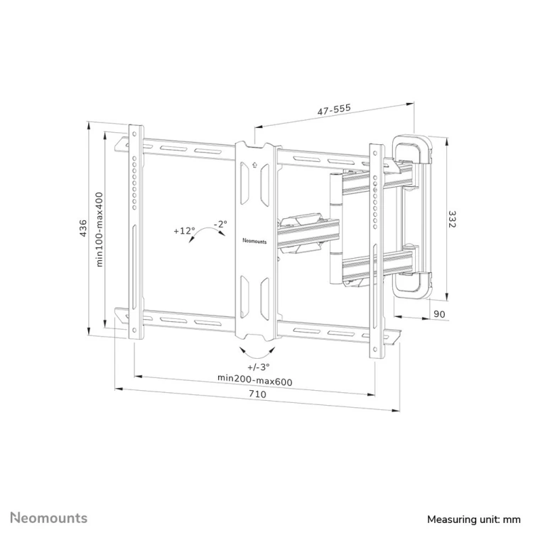 Neomounts WL40S-850BL16 uchwyt do telewizorów 177,8 cm (70") Czarny