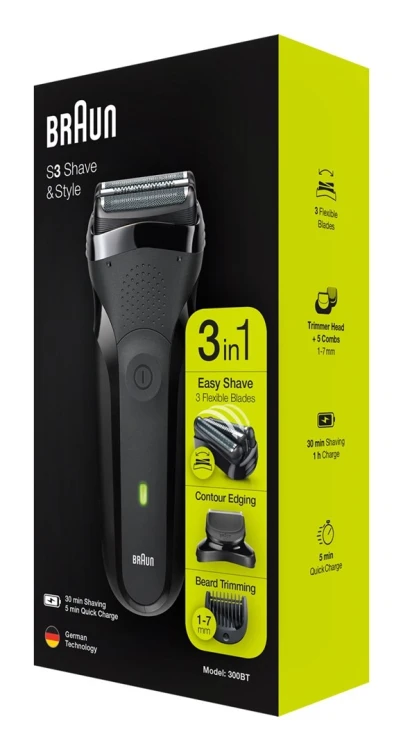 Braun Series 3 300BT Golarka rotacyjna Przycinarka Czarny