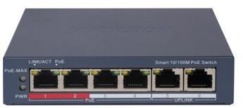 Hikvision DS-3E1106P-EI przełącznik sieciowy Zarządzany Fast Ethernet (10/100) Obsługa PoE Szary