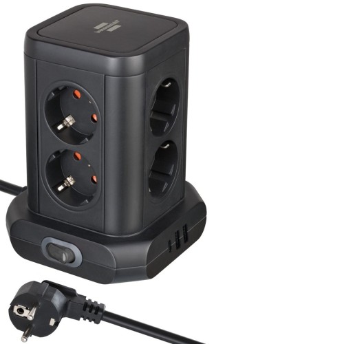 Brennenstuhl 1153560010 Wieża zasilająca Tower 8 gniazd 2xUSB-A 1xUSB-C PD 2m Schuko Czarna