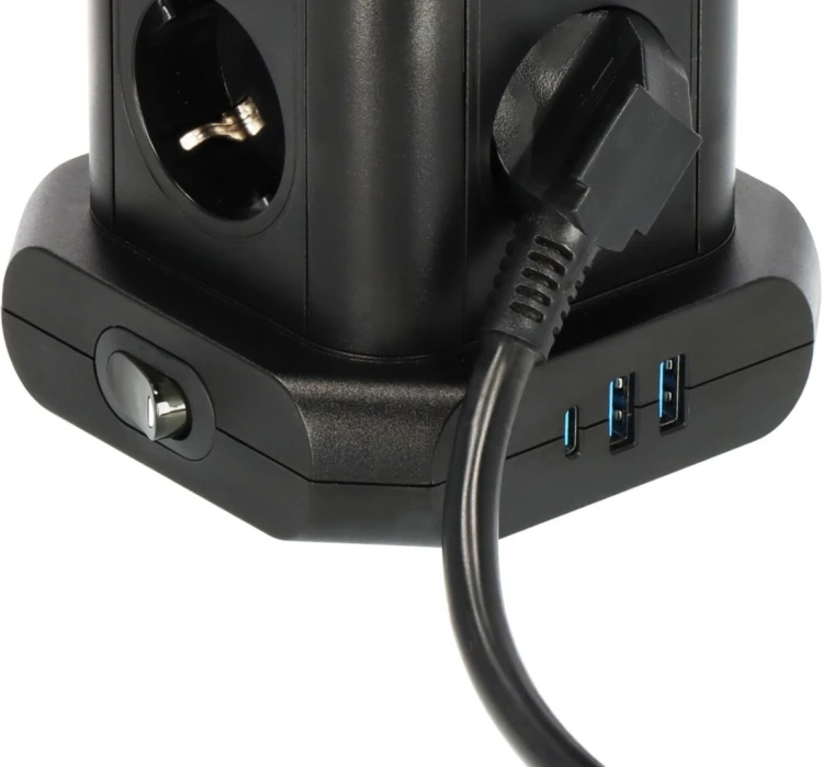 Brennenstuhl 1153560010 Wieża zasilająca Tower 8 gniazd 2xUSB-A 1xUSB-C PD 2m Schuko Czarna