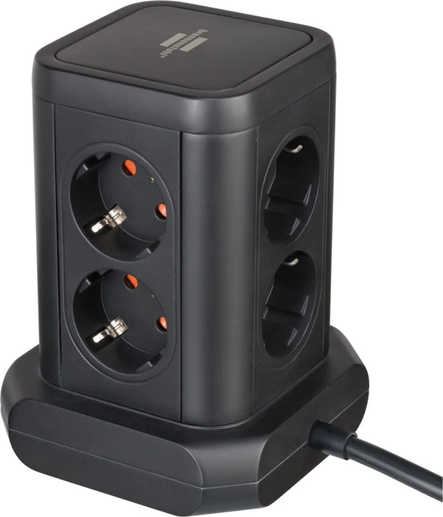 Brennenstuhl 1153560010 Wieża zasilająca Tower 8 gniazd 2xUSB-A 1xUSB-C PD 2m Schuko Czarna