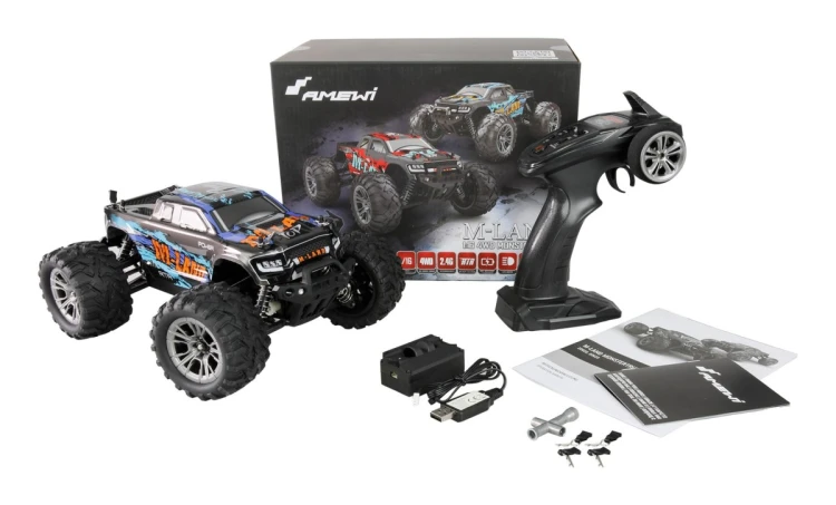Samochód Amewi M-Land Monster Truck 48km/h 4WD 1/16 RTR niebieski