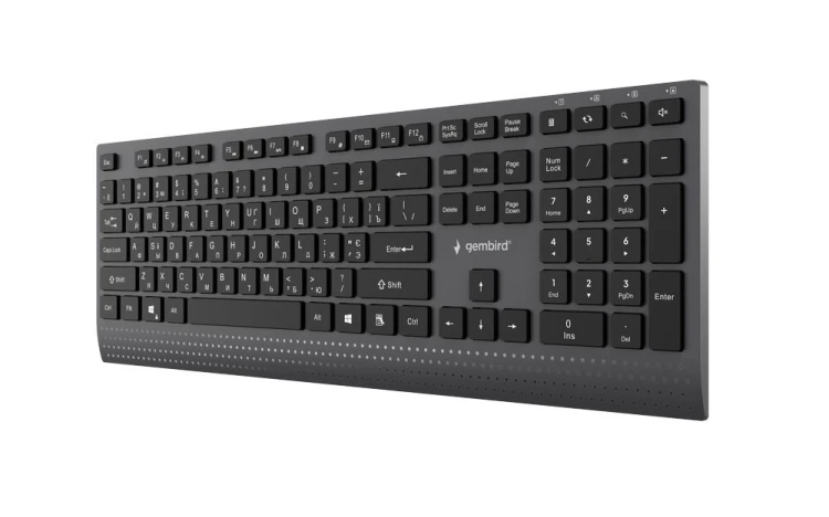GEMBIRD PRZEWODOWA KLAWIATURA MULTIMEDIALNA SLIM USB-C, RU LAYOUT, CZARNA
