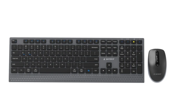 GEMBIRD BEZPRZEWODOWY ZESTAW KLAWIATURY + MYSZ DUAL MODE, 2.4 GHZ + BT, SLIM, UKŁAD US, KOLOR CZARNY