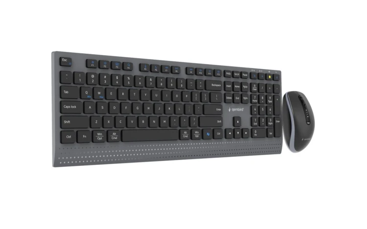 GEMBIRD BEZPRZEWODOWY ZESTAW KLAWIATURY + MYSZ DUAL MODE, 2.4 GHZ + BT, SLIM, UKŁAD US, KOLOR CZARNY