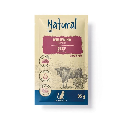 NATURAL Wołowina z Indykiem mokra karma dla kotów 85g