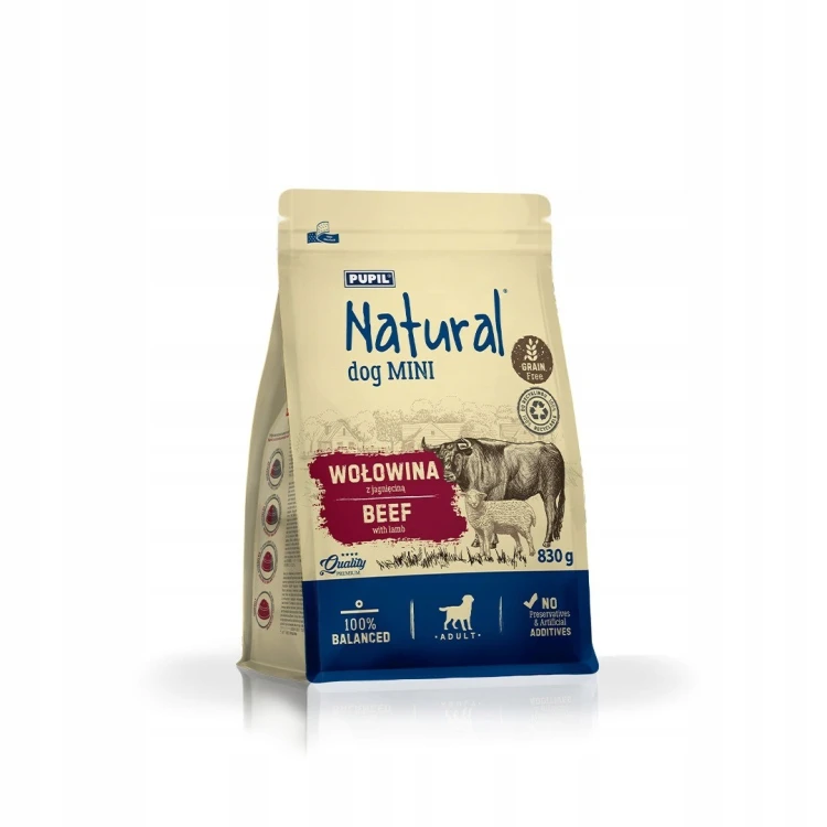 NATURAL Wołowina z jagnięciną sucha karma dla psów 830g