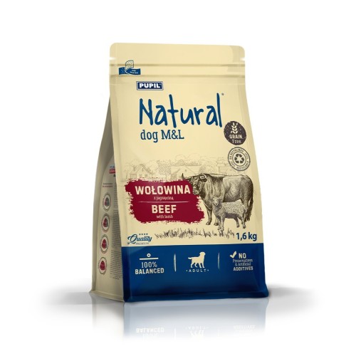 NATURAL Wołowina z jagnięciną sucha karma dla psów 1,6kg