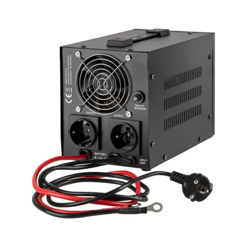 Zasilacz awaryjny KEMOT PROsinus-500 przetwornica z czystym przebiegiem sinusoidalnym i funkcją ładowania 12V 230V 500VA/300W - kolor czarny