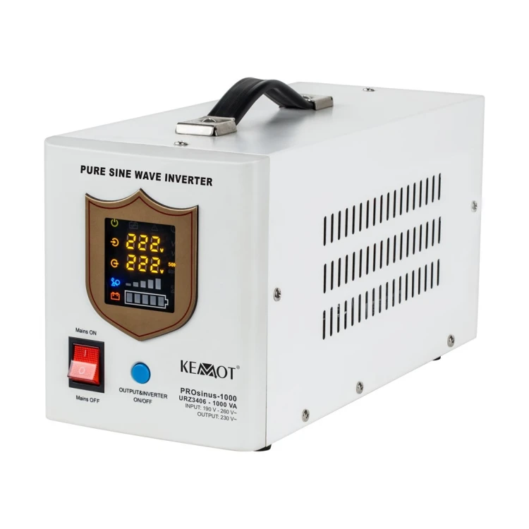 Zasilacz awaryjny KEMOT PROsinus-1000 przetwornica z czystym przebiegiem sinusoidalnym i funkcją ładowania 12V 230V 1000VA/700W