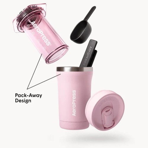 Zaparzacz do kawy Go Plus z kubkiem termicznym różowy AeroPress