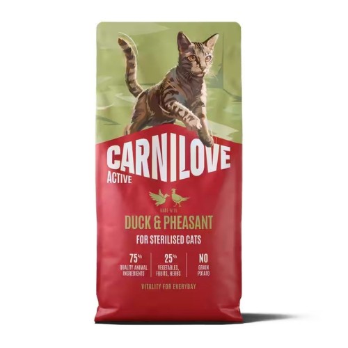 CARNILOVE ACTIVE Cat Dry Made with  Duck & Pheasant  for Sterilised Adult All Breeds 6 kg