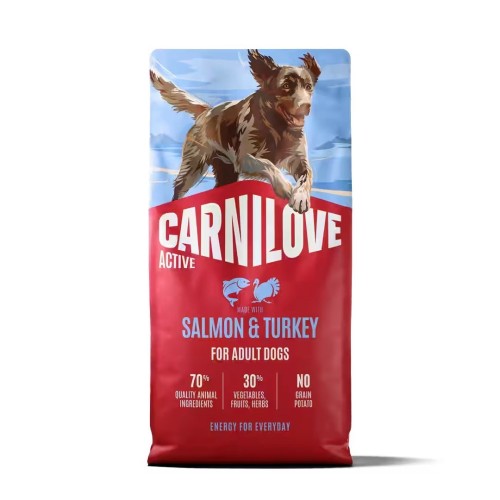 CARNILOVE ACTIVE Dog Dry  Made with  Salmon & Turkey for Adult All Breeds 12 kg