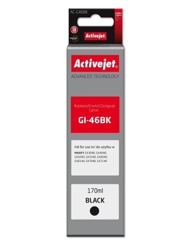 Activejet AC-G46BK Buteleczka z tuszem z atramentem (zamiennik Canon GI-46BK; Supreme; 170 ml; czarny)
