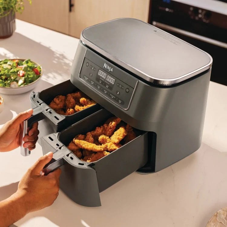 Ninja DZ300EU frytkownica Podwójny 7,6 l Autonomiczny 2470 W Frytkownica na gorące powietrze Szary