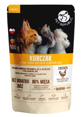 PET REPUBLIC Adult  Kurczak drobno siekany - mokra karma dla kota - 100 g