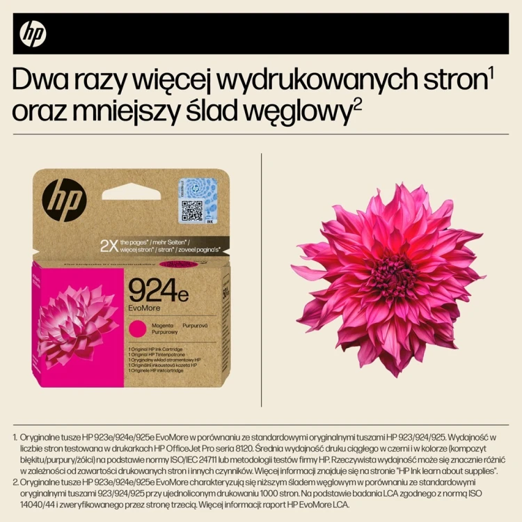 HP Oryginalny purpurowy tusz 924e EvoMore