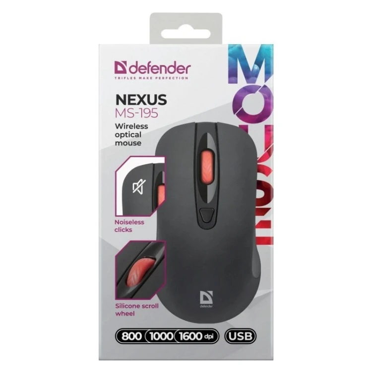 DEFENDER MYSZ NEXUS MS-195 RF SILENT CZARNA