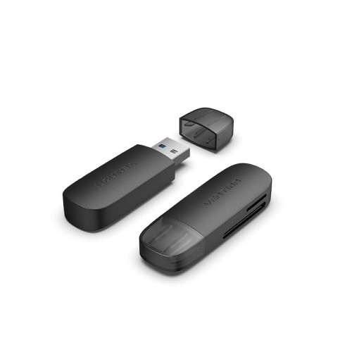 Czytnik kart 2 w 1 USB 3.0 A Vention (SD+TF) czarny Dual Drive Letter