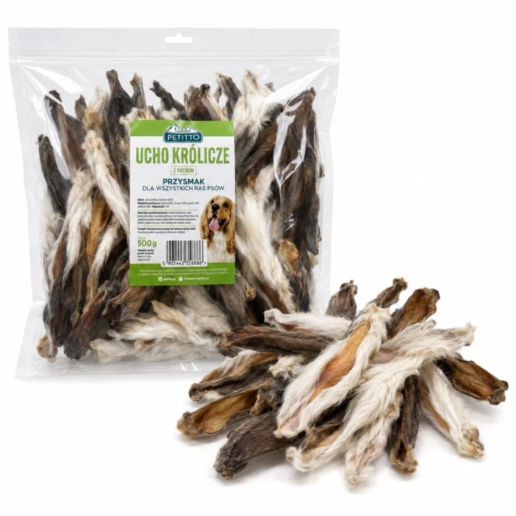 PETITTO - ucho królicze z futrem-  500 g