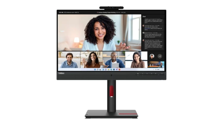 Lenovo Monitor ThinkVision 23.8" T24mv-30 16:9 Panel IPS 1920 x 1080  Lift USB Hub Daisy Chain Ethernet RJ45 Camera & Speakers DP HDMI