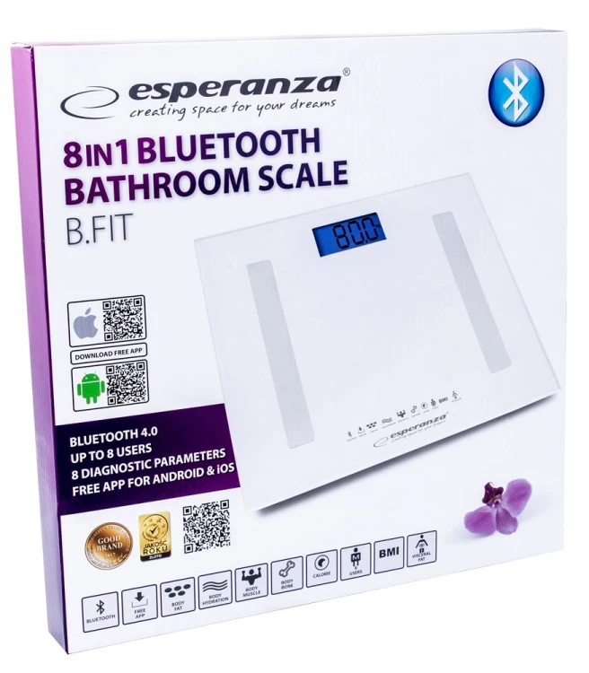 Waga z funkcją bluetooth Esperanza B.FIT EBS016W (kolor biały)