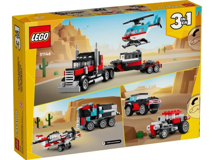 LEGO Creator 3w1 31146 - Ciężarówka z platformą i helikopterem