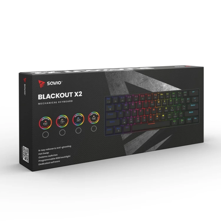 SAVIO KLAWIATURA MECHANICZNA BLACKOUT X2 OUTEMU BLUE HOT SWAP