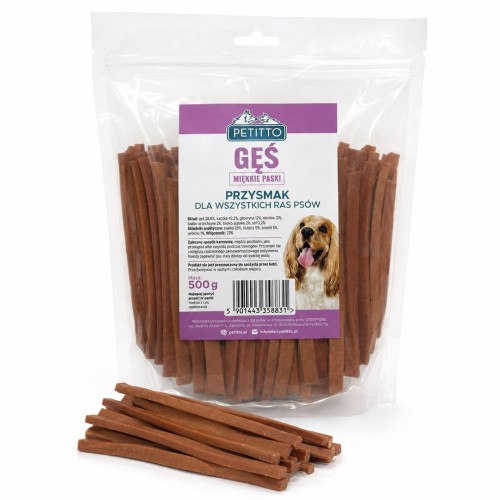 PETITTO  - Miękkie paski z gęsi - dla psa 500g