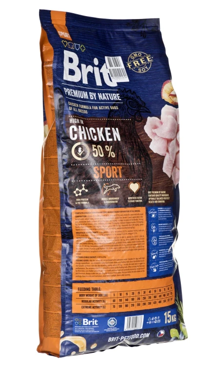 BRIT PREMIUM BY NATURE Sport - sucha karma dla psów dorosłych o zwiększonym zapotrzebowaniu na energię - 15 kg