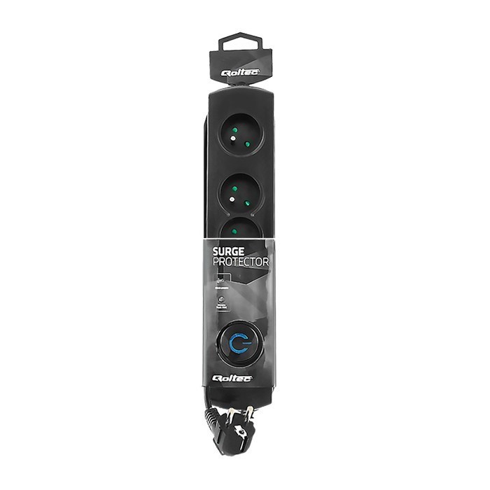 Listwa zasilająca Qoltec 50104 (1,5m; kolor czarny)