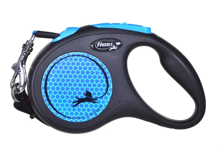 Smycz FLEXI automatyczna New Neon M taśma 5 m kol. niebieski