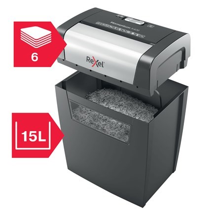 Rexel Niszczarka Momentum X406, 6 kartek, 15 l kosz