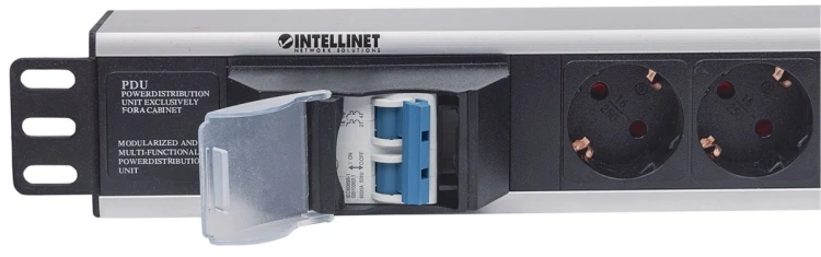 Intellinet 711432 rozdzielacz zasilania PDU 6 x gniazdo sieciowe 1.5U Czarny, Szary