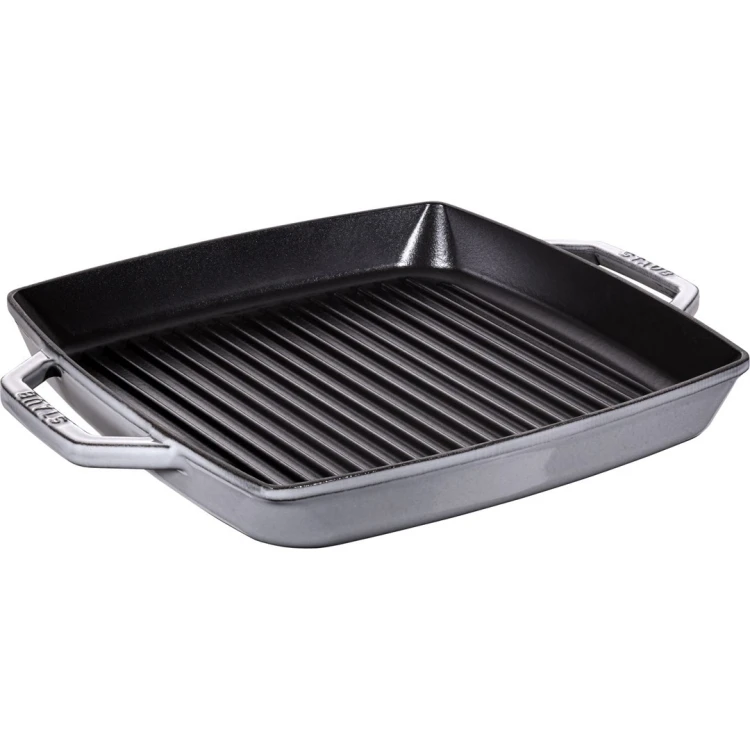 STAUB Kwadratowa patelnia żeliwna grillowa z dwoma uchwytami 33 cm, grafit 40511-785-0