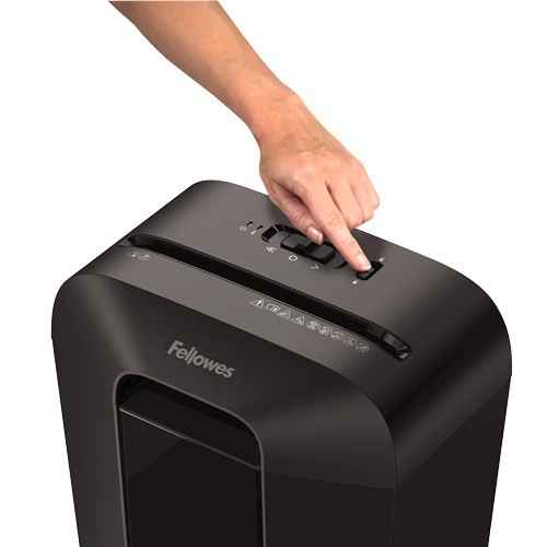 Niszczarka Fellowes LX70, 4407501 kolor czarny, 18 litrów, Niszczy jednorazowo do 11 kartek A4 (70g) na ścinki 4×40 mm (P-4/T-4), Blokada Safety Lock
